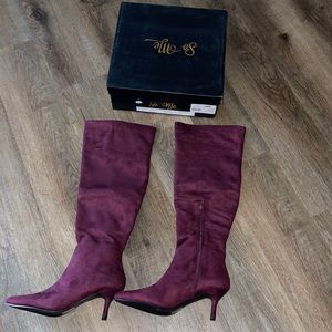 CLEARANCE So Me Knee High Burgundy Boots